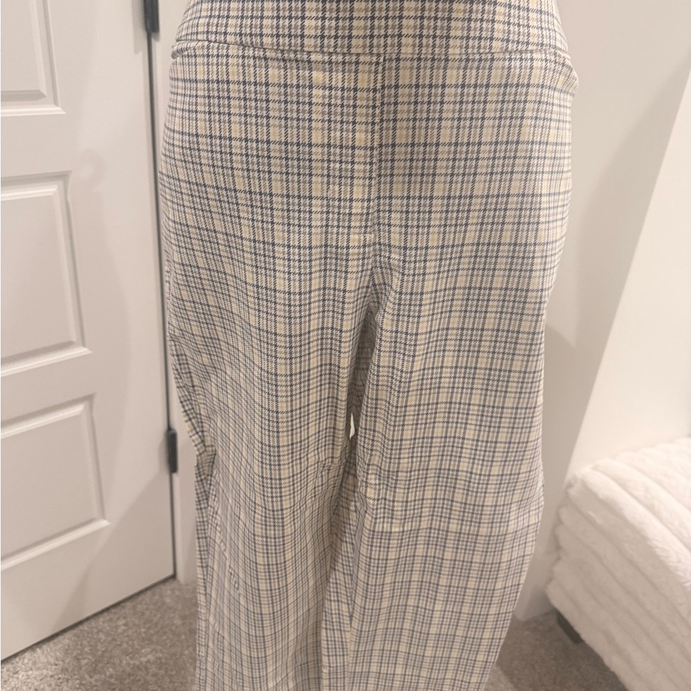 Maurices Yellow Blue Plaid Ponte Dress Pant Ankle Length